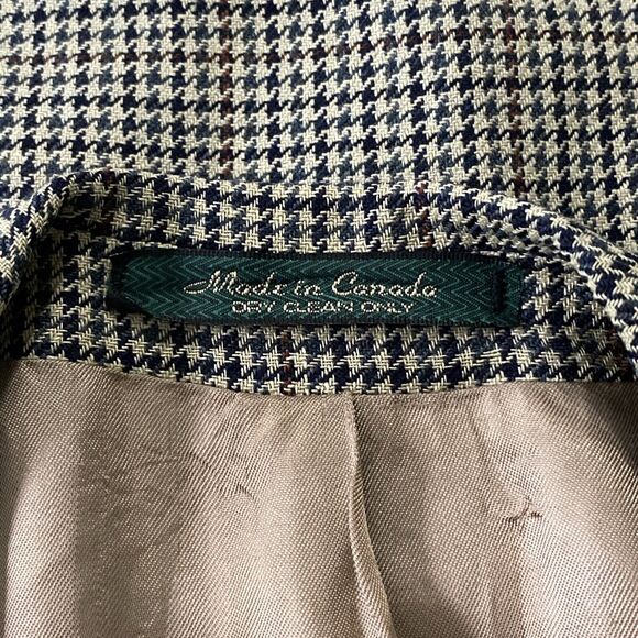 Chaps Ralph Lauren Wool Silk Sport Coat Mens 42R Houndstooth Blazer Suit Jacket - Picture 14 of 16